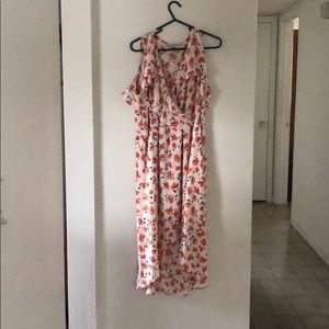 High-Low Floral Maxi Wrap Dress with Slip, Large
